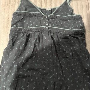 Free People Charcoal Floral Cami Dress with Mint Trim